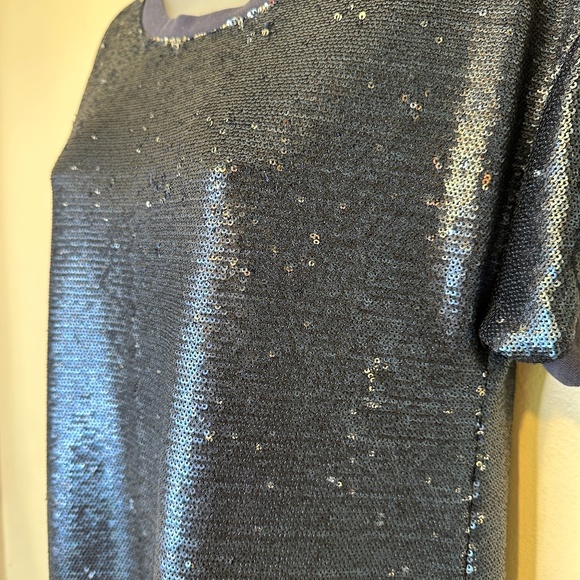 Moulinette Soeurs Antro Sequined Interstellar Navy Jewel Tone Tunic Shirt Dress - Picture 8 of 15